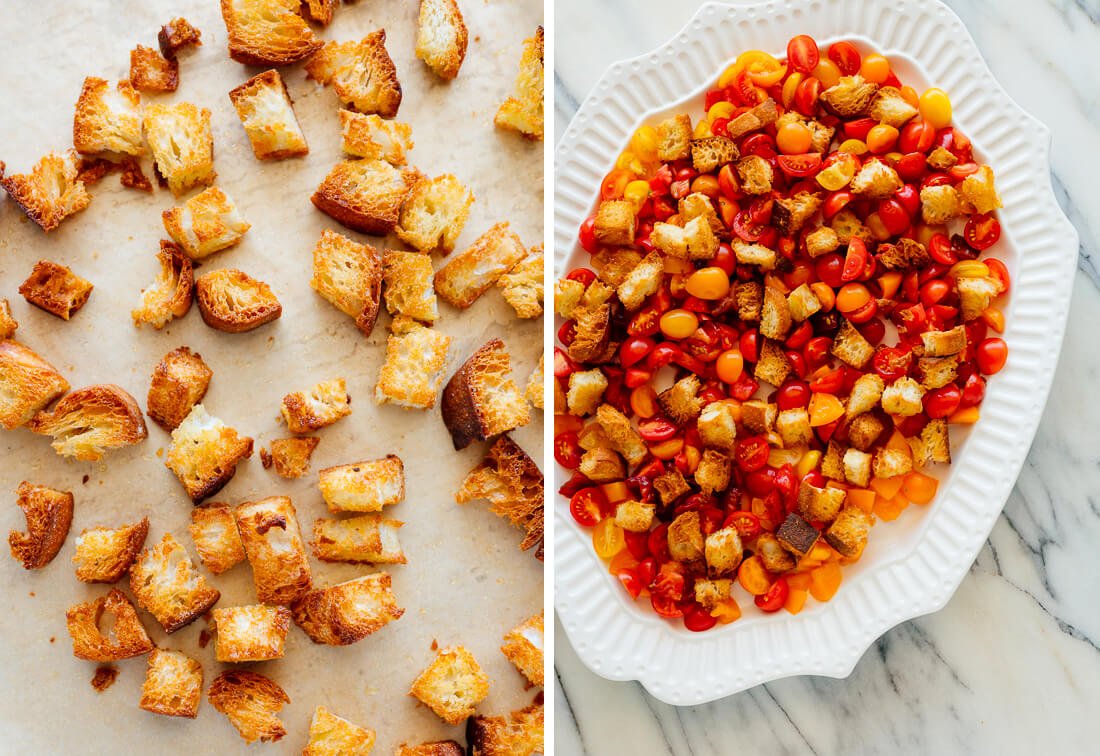 homemade croutons for panzanella