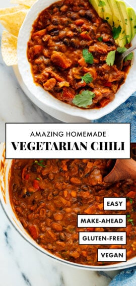 homemade vegetarian chili recipe pin