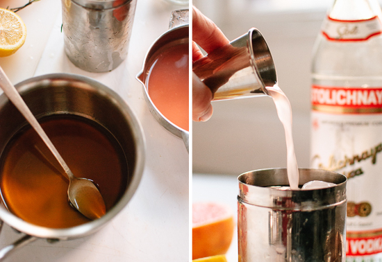 honey, simple syrup and grapefruit juice