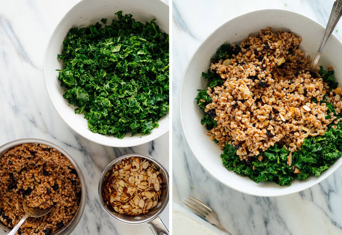 how to make kale farro salad