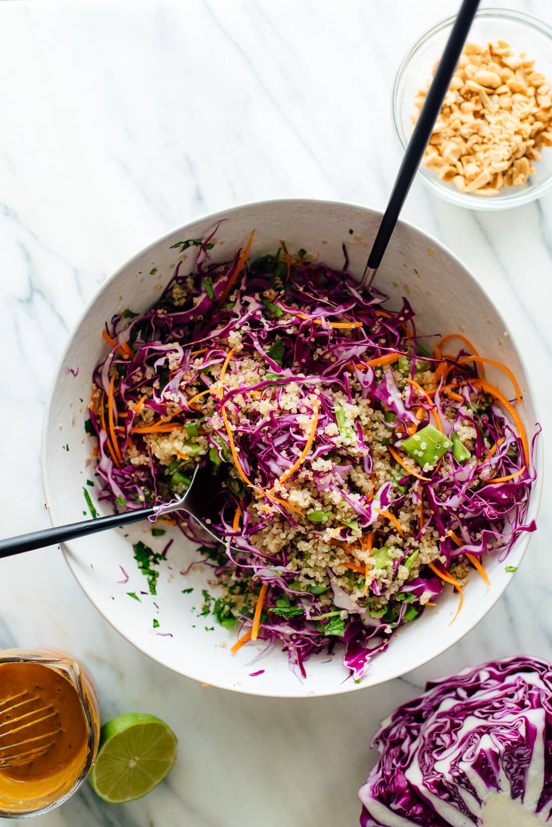 Learn how to make Thai-flavored peanut quinoa salad! cookieandkate.com