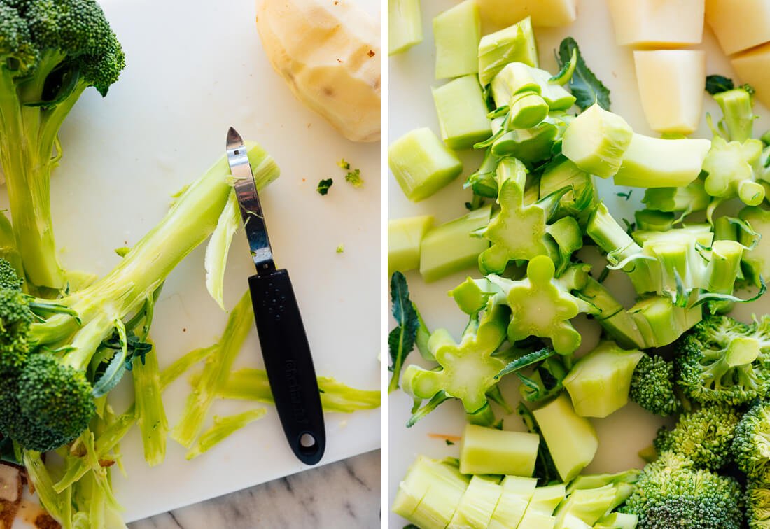 how to peel broccoli stalks