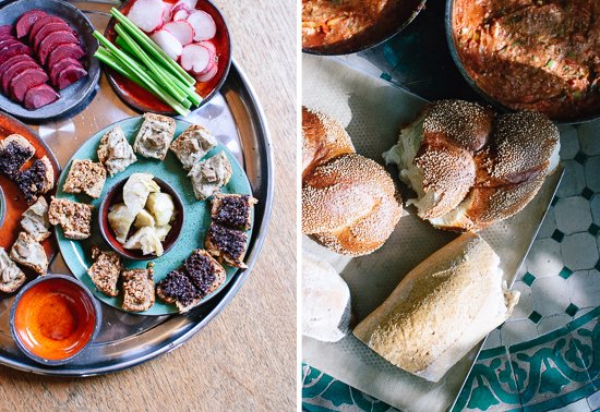 Israeli appetizers and challah