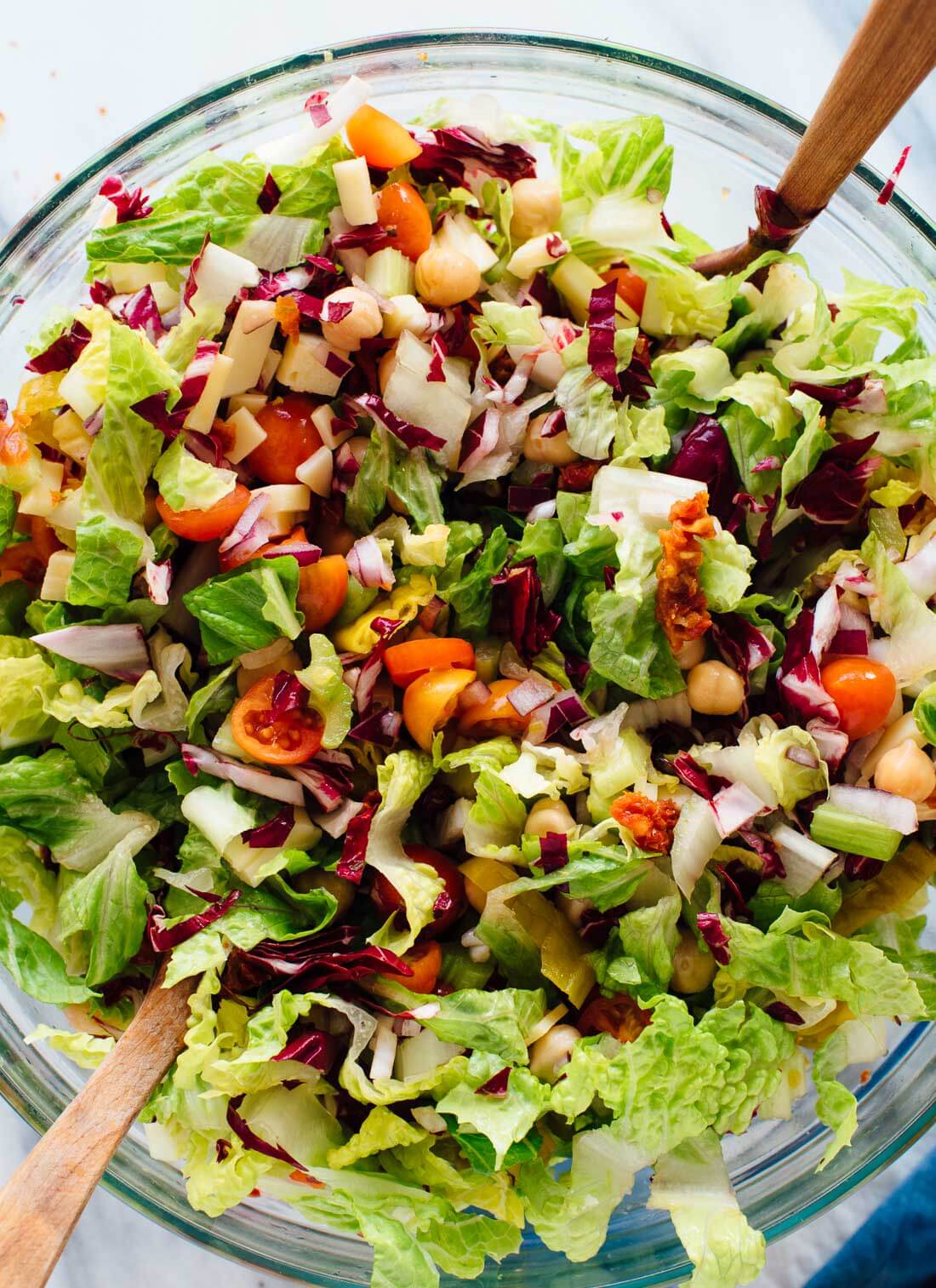 This is a healthy vegetarian salad that is delicious on its own but also goes great with any Italian entrée! 