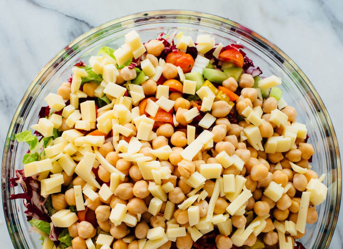 Italian chopped salad with chickpeas