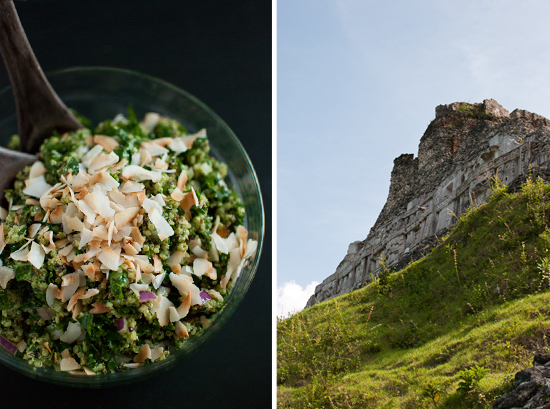 kale coconut salad and Mayan ruins (Xunantunich)