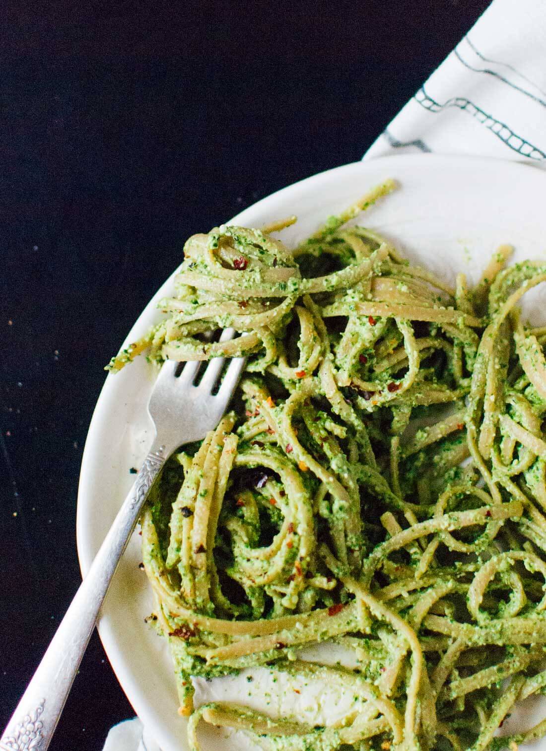 Get your greens and omega-3's with this kale pesto recipe (ready in 5 minutes!) - cookieandkate.com