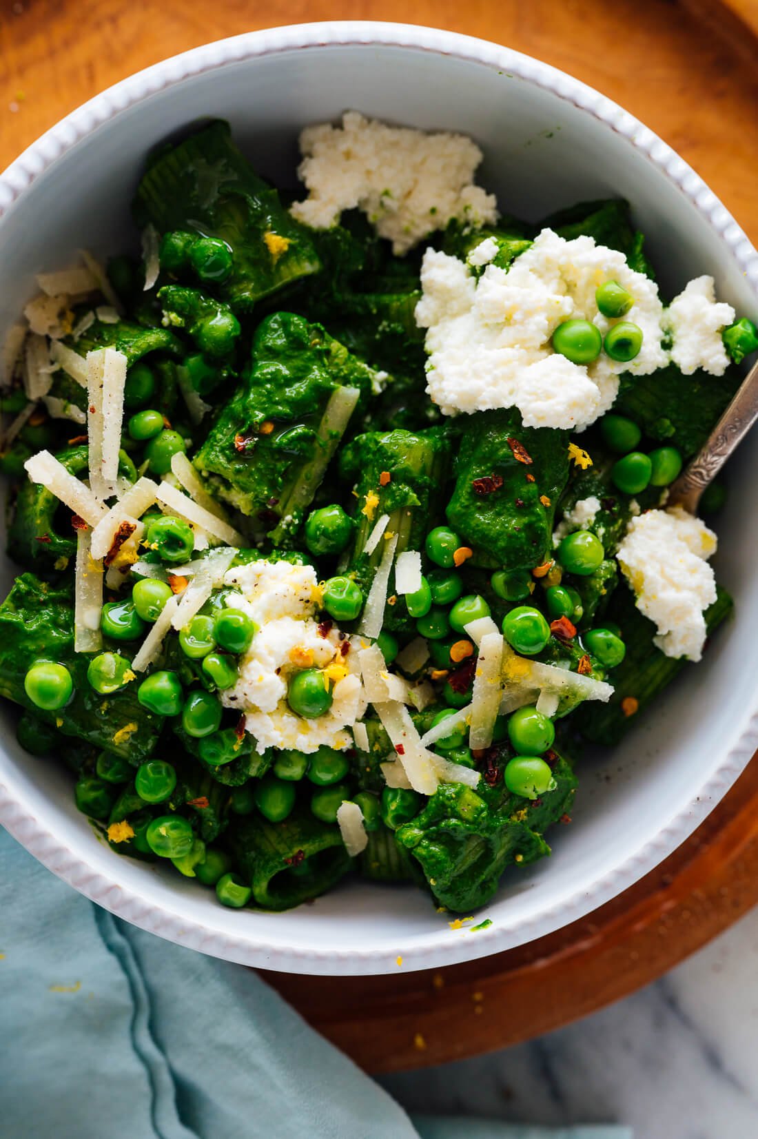 Lemony Green Pasta with Peas & Ricotta