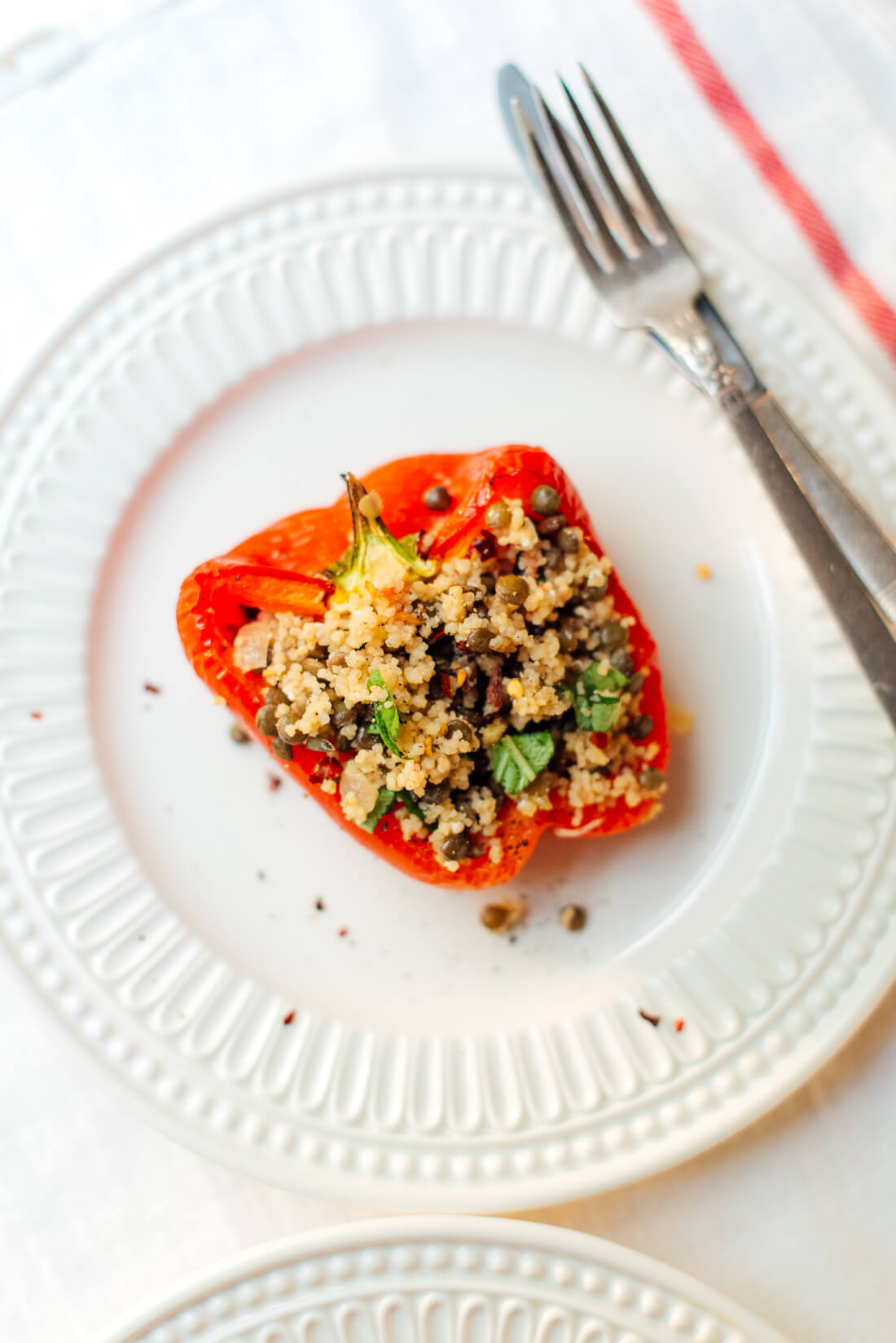 Lentil couscous stuffed peppers