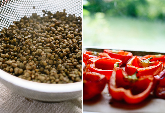 lentils and roasted peppers