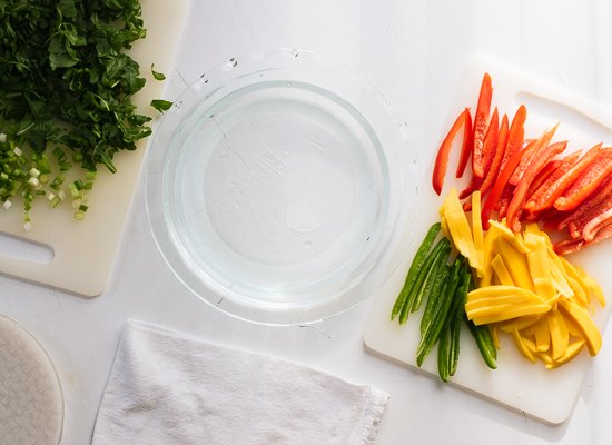 mango spring rolls prep