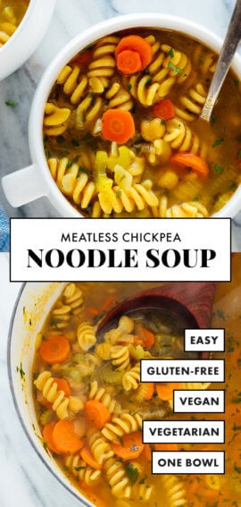 meatless chickpea noodle soup recipe