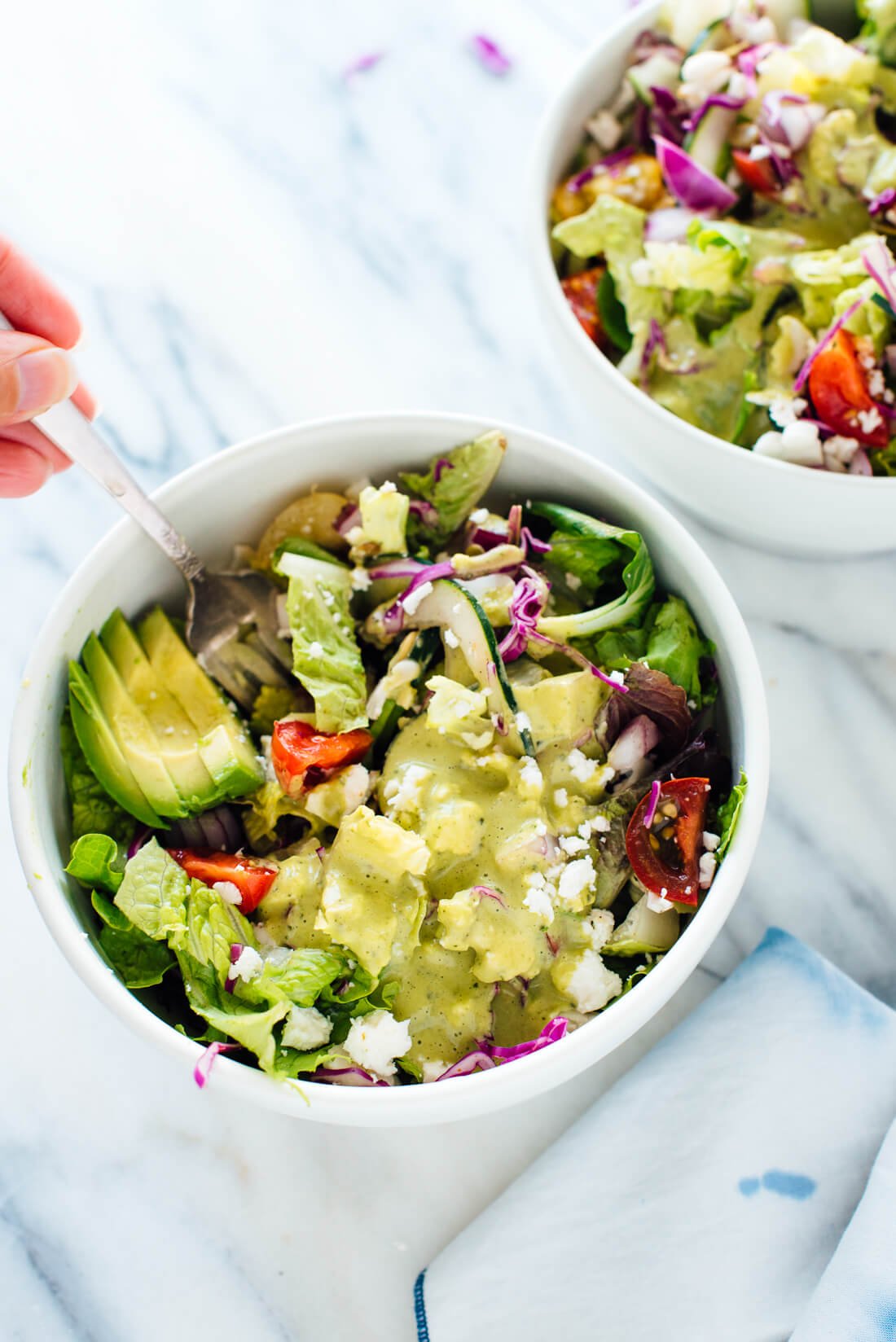 Mexican green salad in bowls