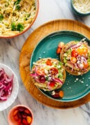 Crispy Bean Tostadas with Smashed Avocado and Jicama-Cilantro Slaw