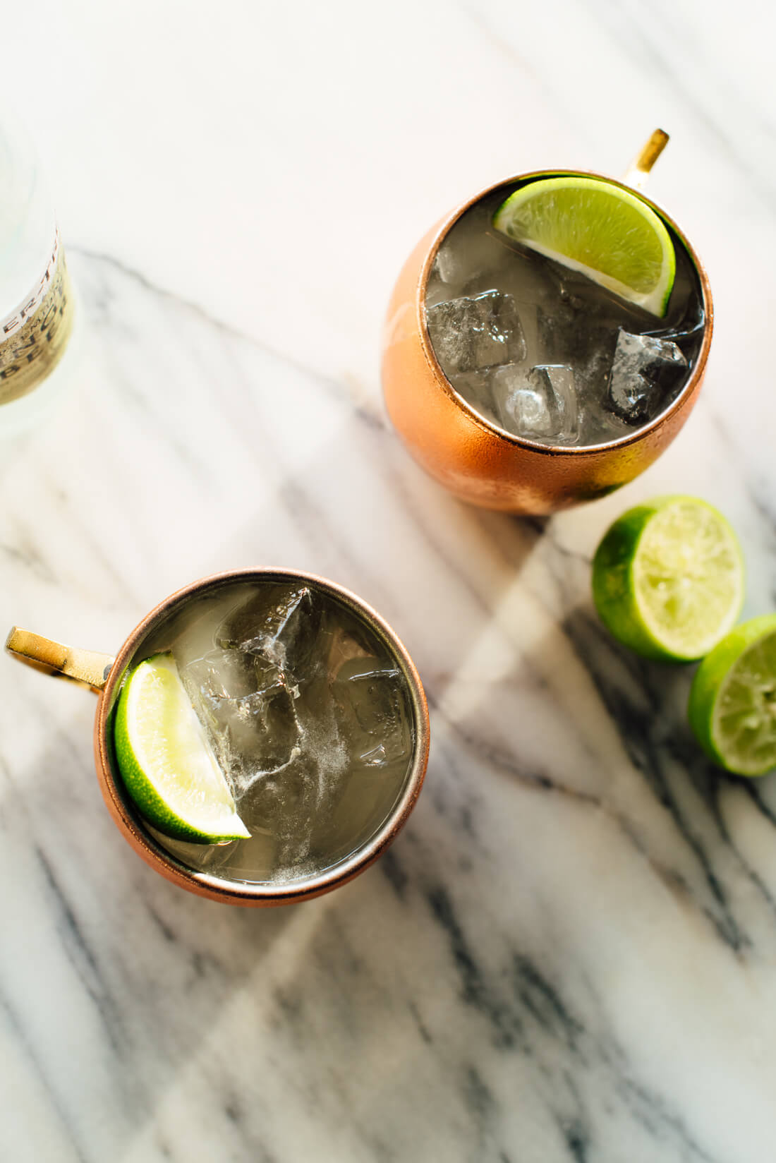 moscow mule cocktail overhead photo