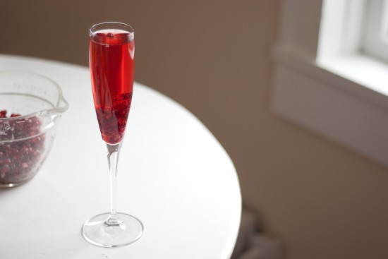 Pomegranate Prosecco- sparkling wine with pomegranate juice and fresh pomegranate