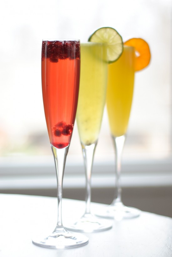 Champagne and fruit cocktails for New Year's Eve