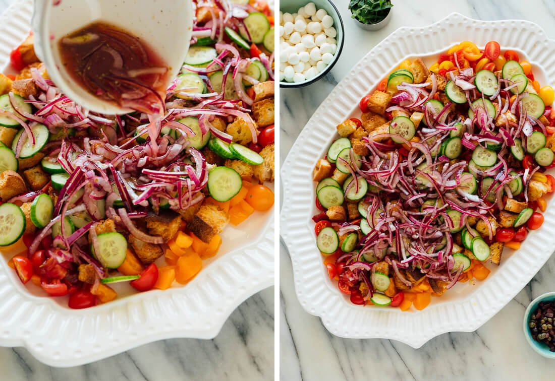 panzanella salad assembly