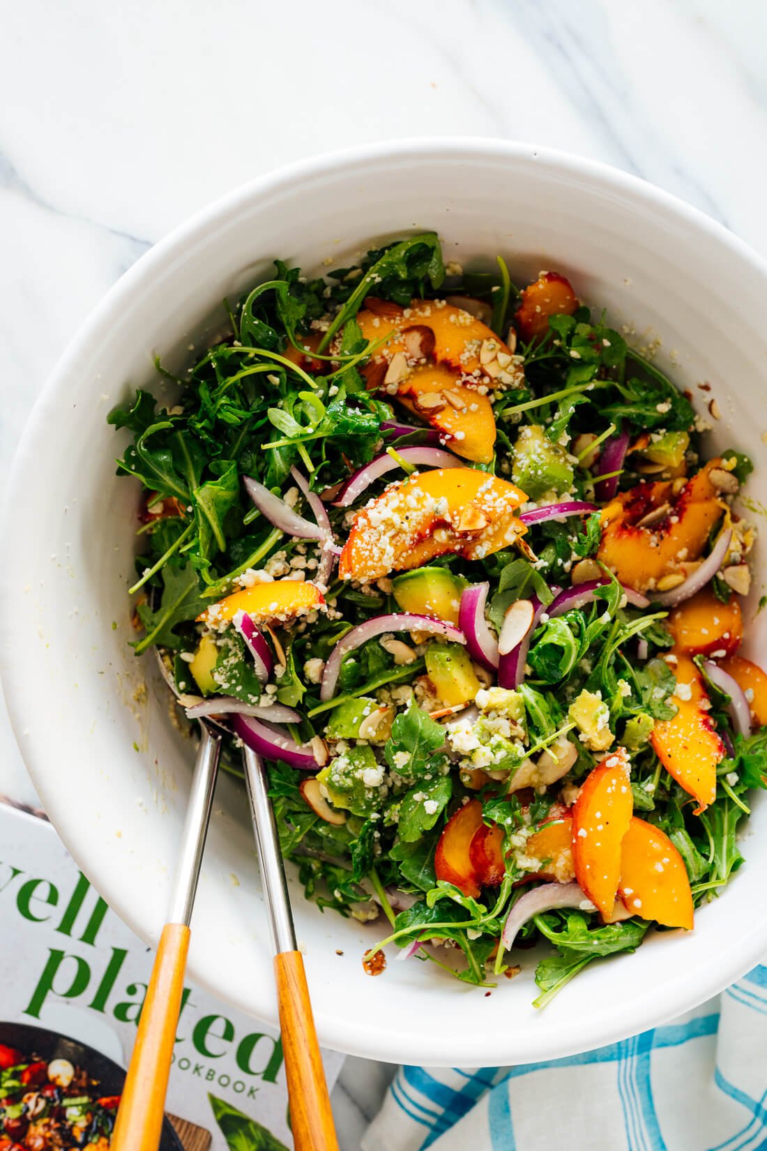 peach avocado green salad