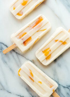 Creamy honey-sweetened peach yogurt popsicles #cookieandkate