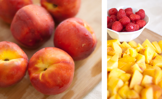 peaches and raspberries for sorbet