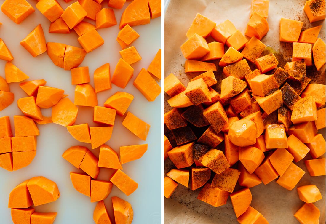 peeled and sliced sweet potatoes