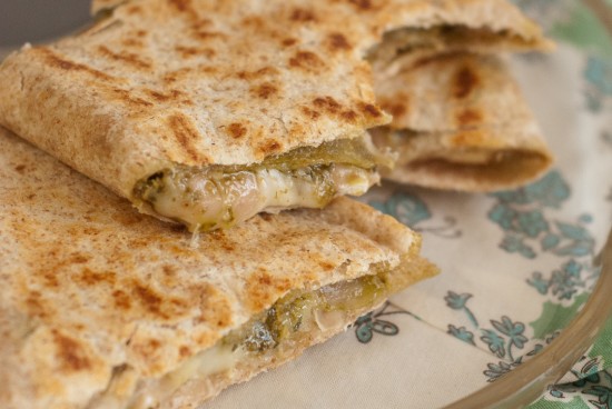 pesto and white bean quesadilla