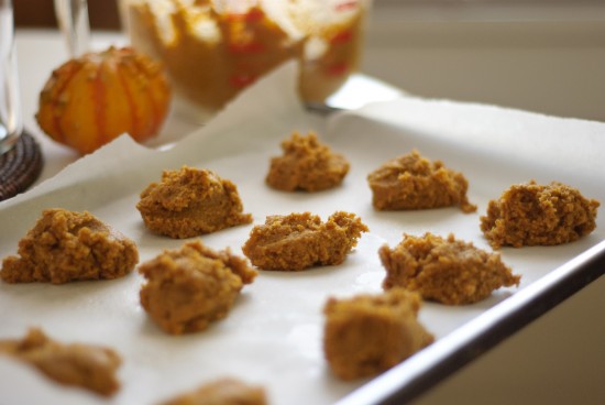 pumpkin cookies ready to go in the oven