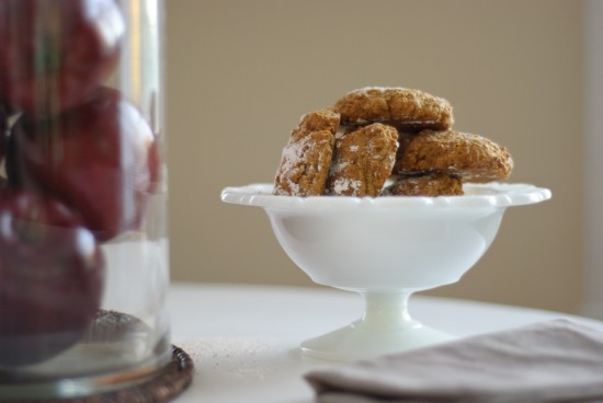 pumpkin cookies in vintage candy dish