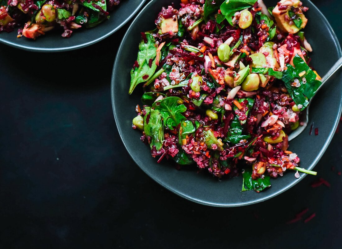 Colorful Beet Salad with Carrot, Quinoa & Spinach