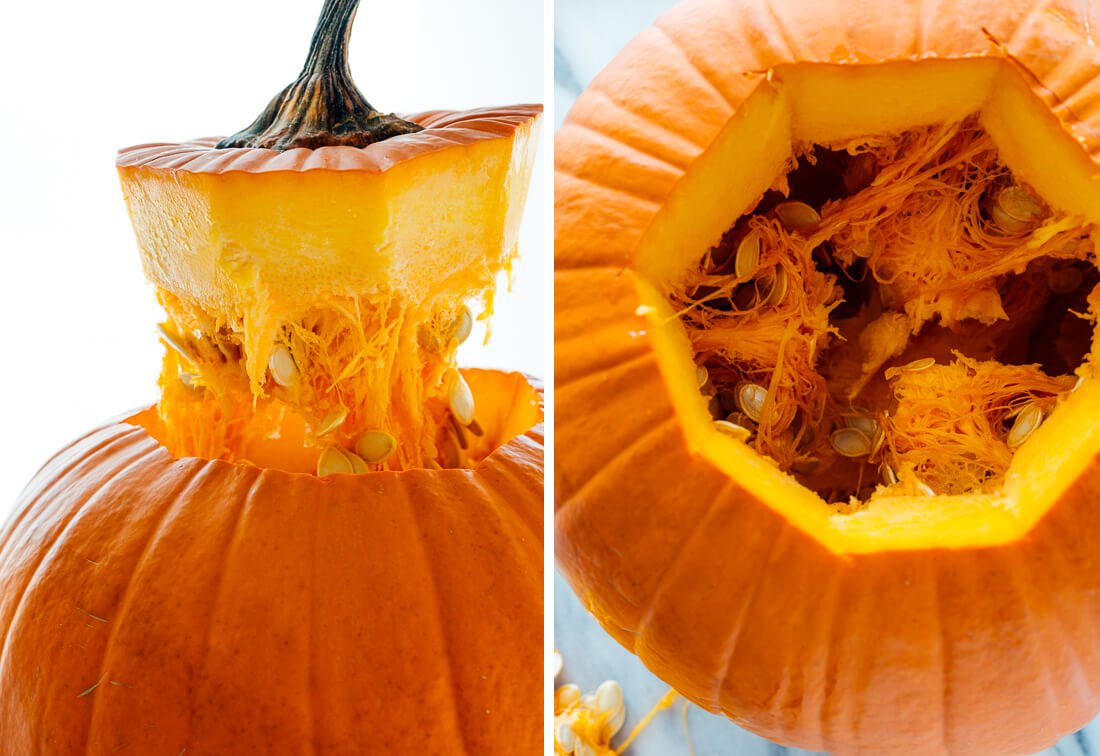 removing seeds from pumpkin