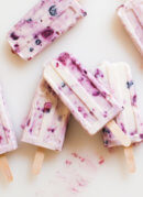 Roasted Berry and Honey Yogurt Popsicles