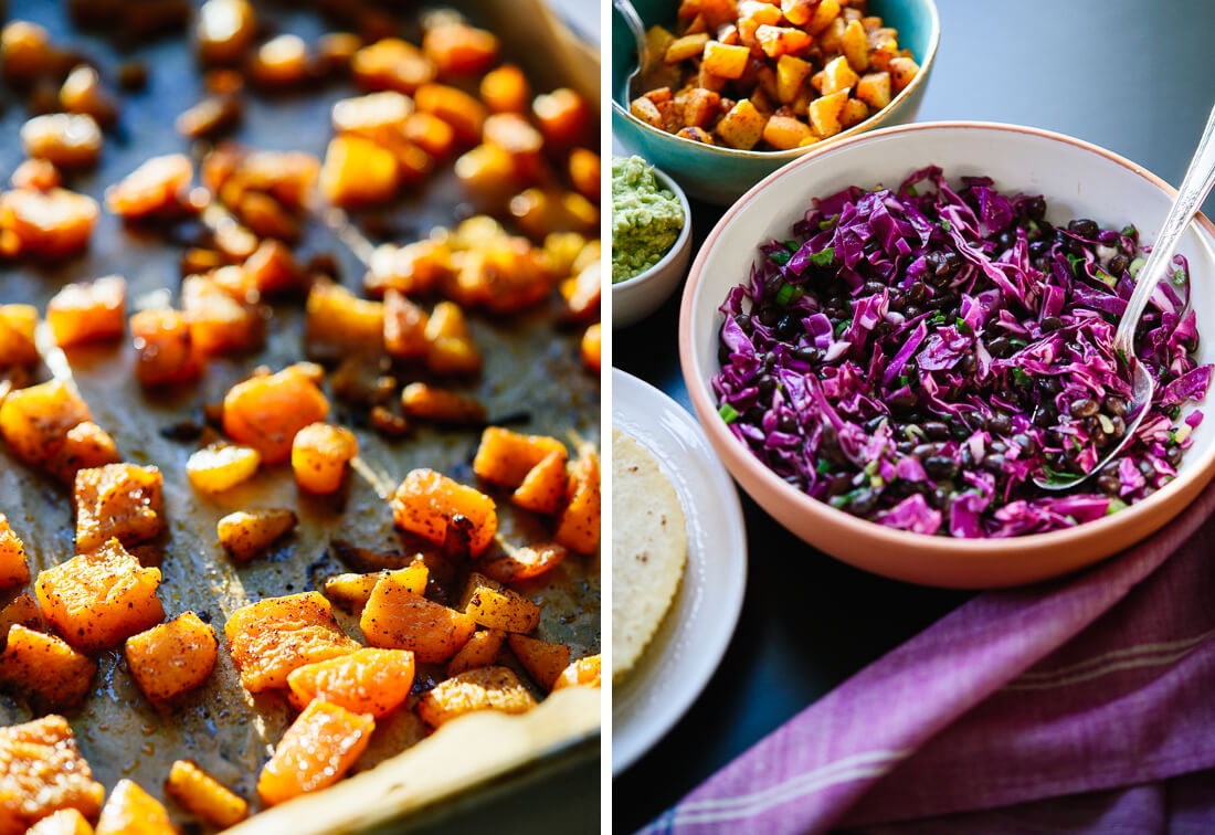 roasted butternut and cabbage slaw