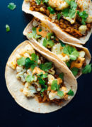 Roasted Cauliflower and Lentil Tacos with Creamy Chipotle Sauce