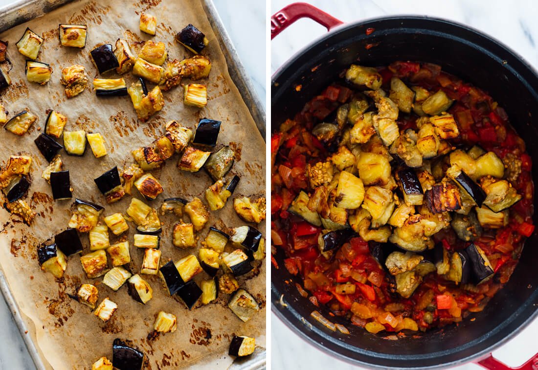 roasted eggplant in caponata