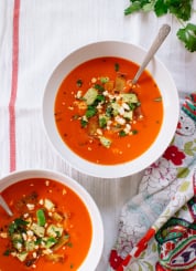 Roasted red pepper tortilla soup recipe - cookieandkate.com