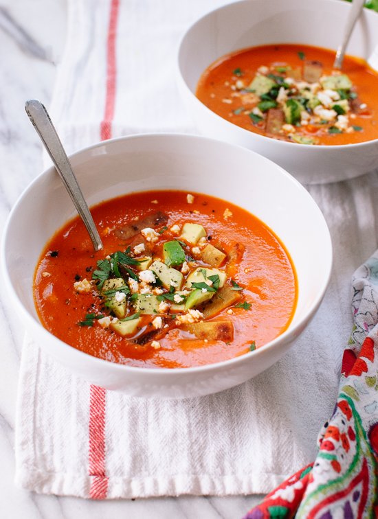 Roasted red pepper tortilla soup recipe - cookieandkate.com