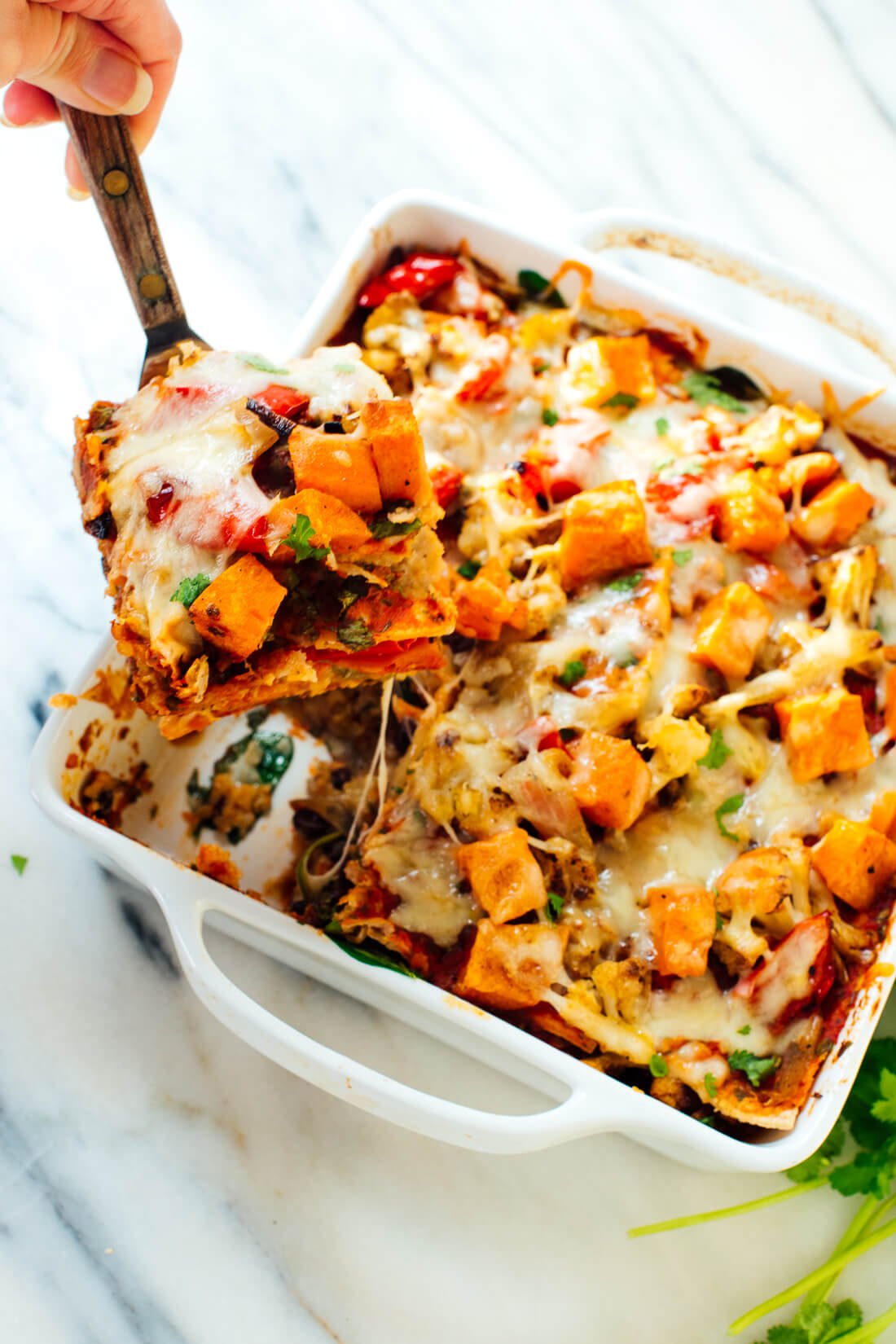 roasted vegetable enchilada casserole