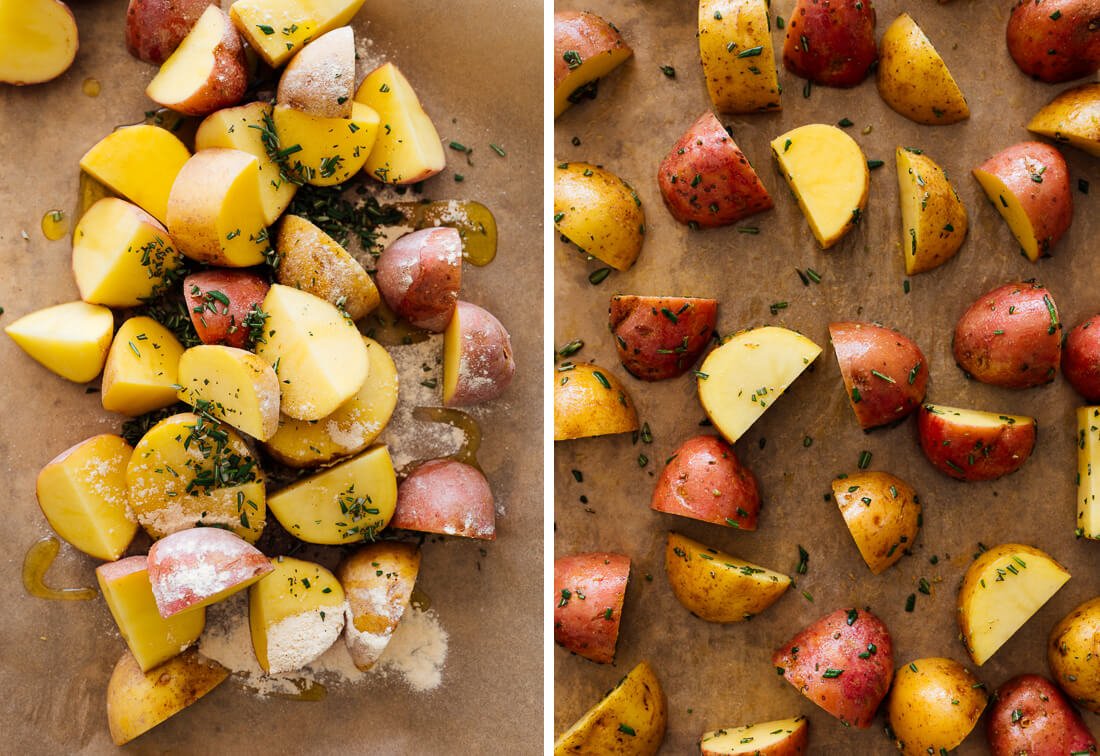 seasoned potatoes, before roasting