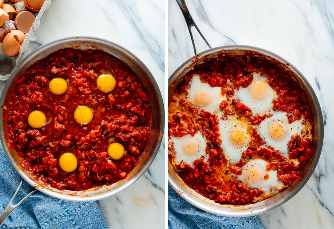 shakshuka before and after baking