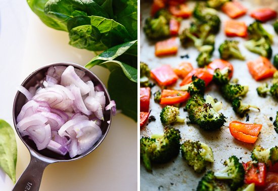 shallot and roasted broccoli