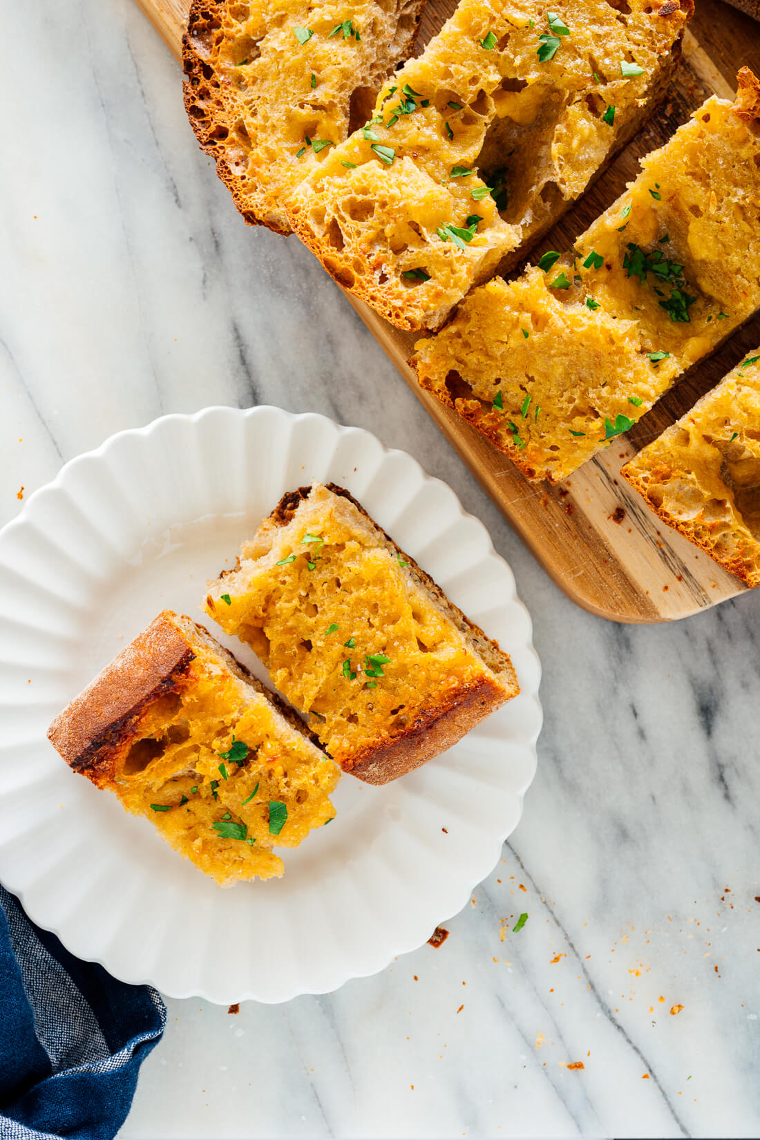 slice of roasted garlic bread