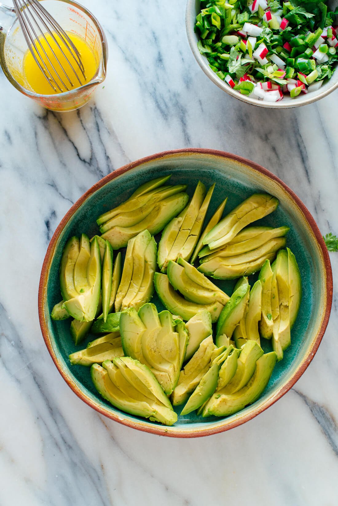 sliced avocados for salad