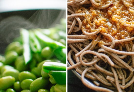 snap peas and ginger noodles