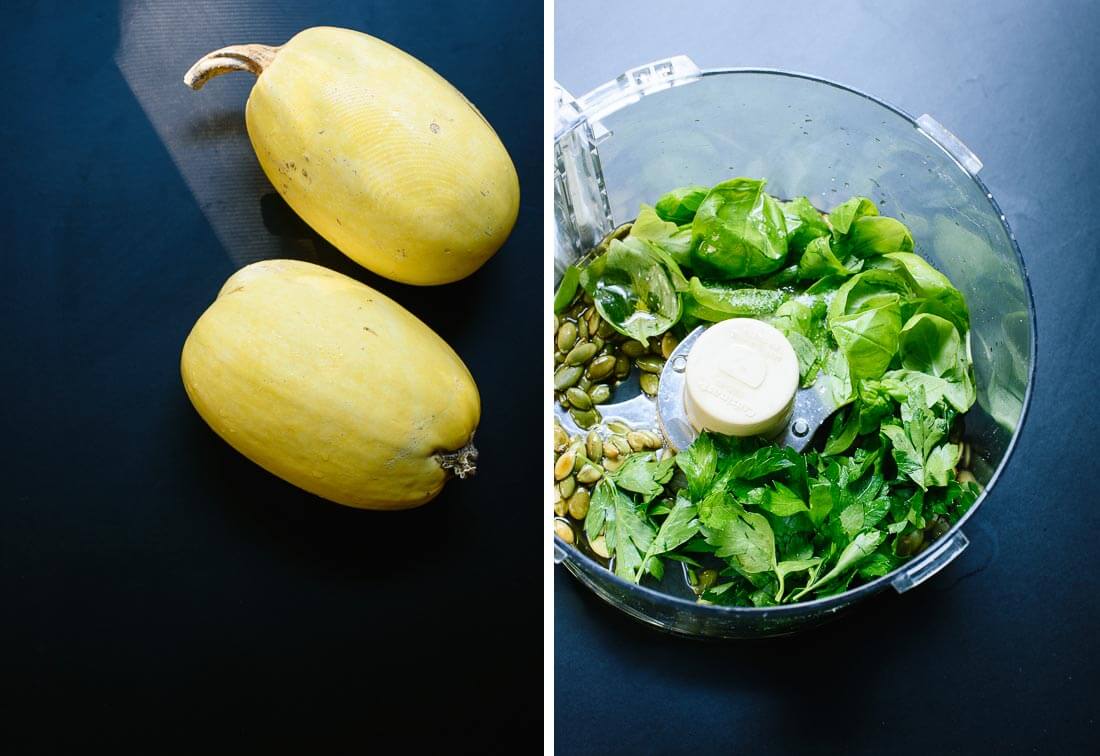 spaghetti squash with pesto