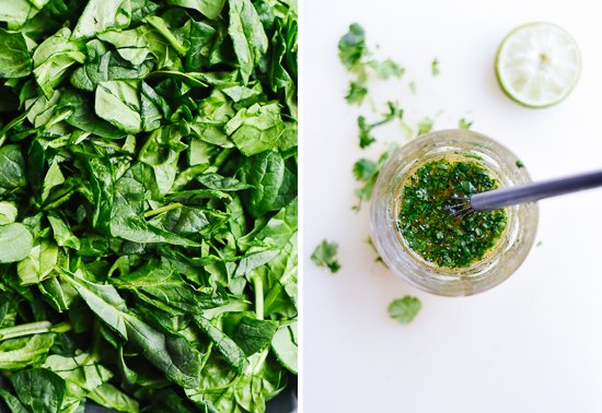 spinach and cilantro vinaigrette