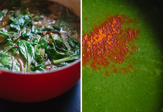 spinach soup with cayenne pepper