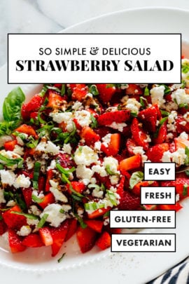 strawberry basil salad recipe with goat cheese and balsamic reduction