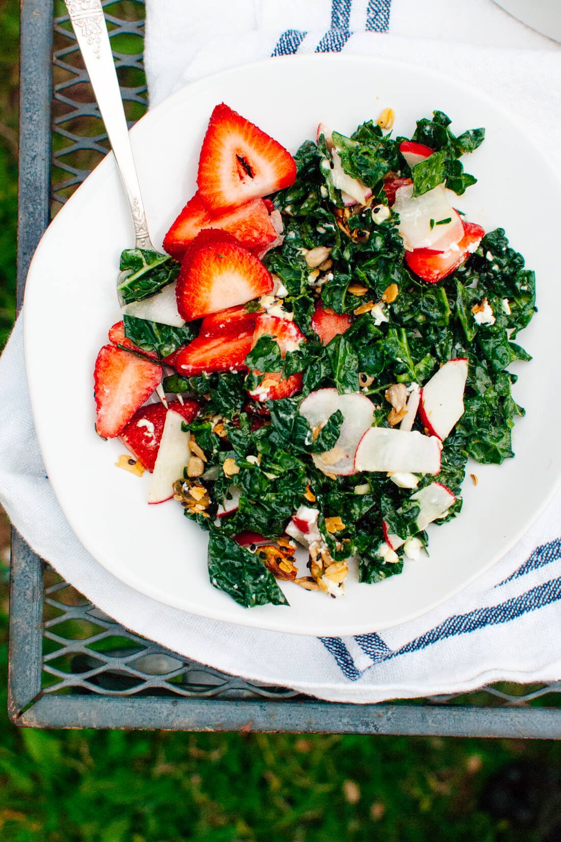 Strawberry Kale Salad with Nutty Granola Croutons