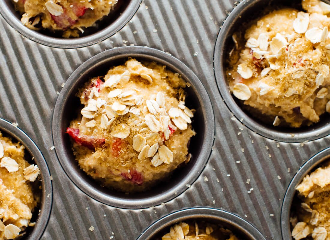 strawberry oat muffins before baking